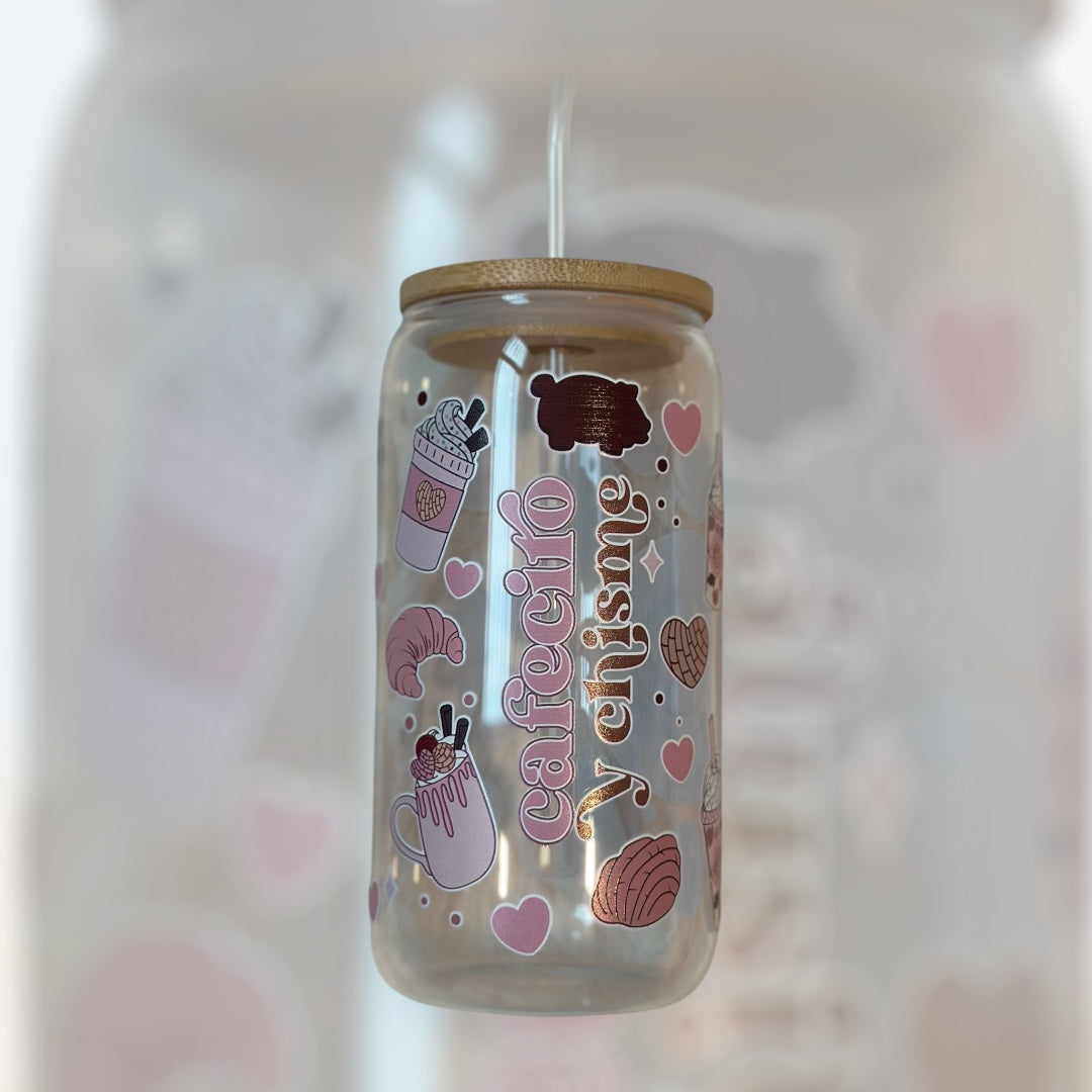 Can Glass Tumbler | Vaso de Cristal con Sorbeto Reutilizable 16 oz