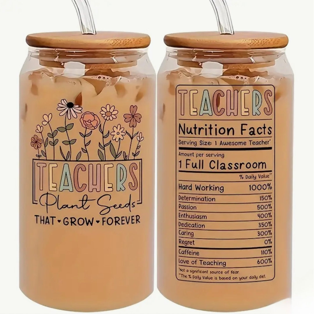 Can Glass Tumbler | Vaso de Cristal con Sorbeto Reutilizable 16 oz