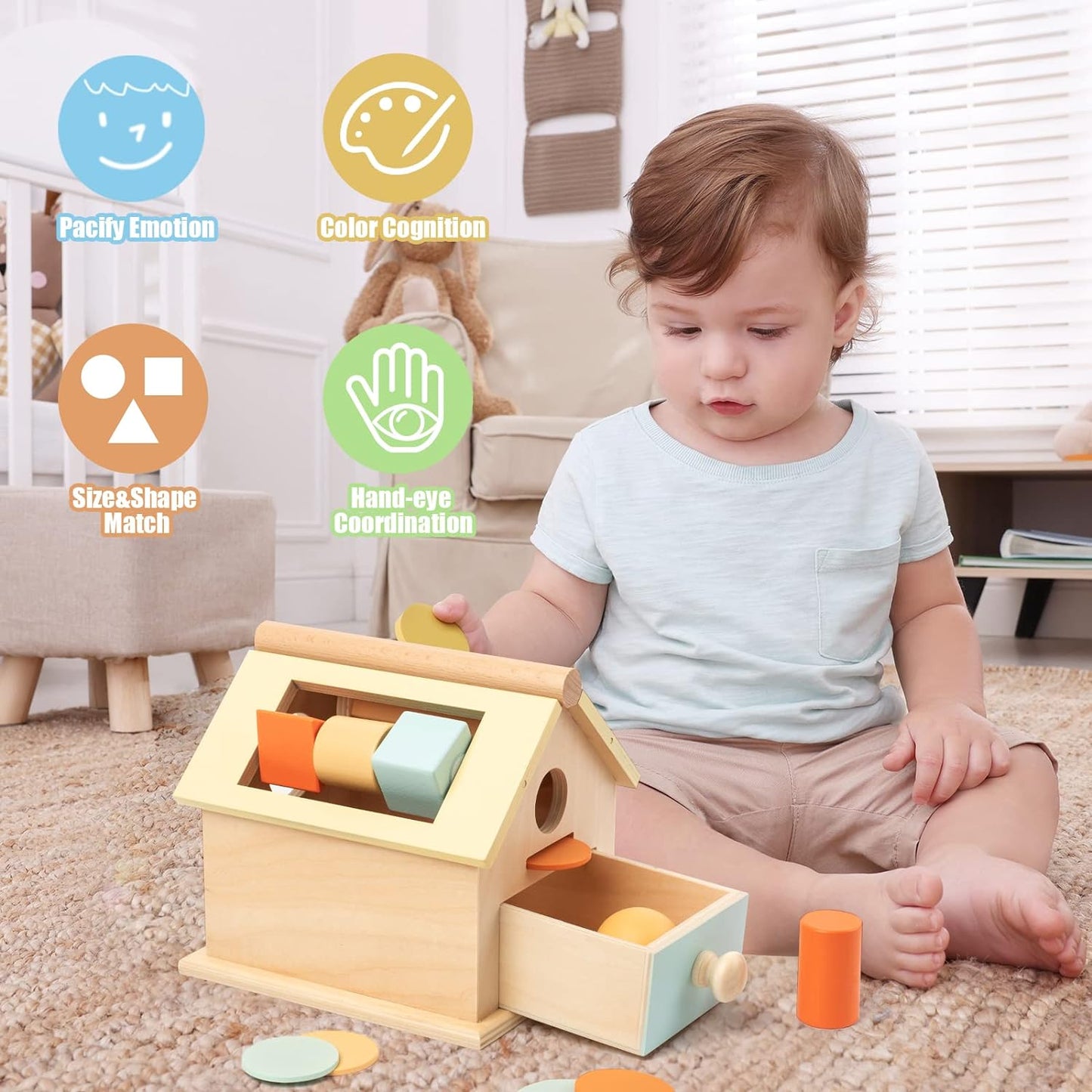 Caja de juguete Montessori 5 en 1 para pájaros 