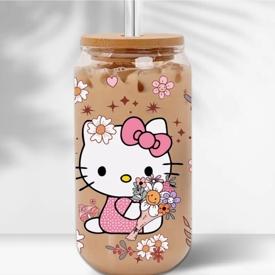 Can Glass Tumbler | Vaso de Cristal con Sorbeto Reutilizable 16 oz