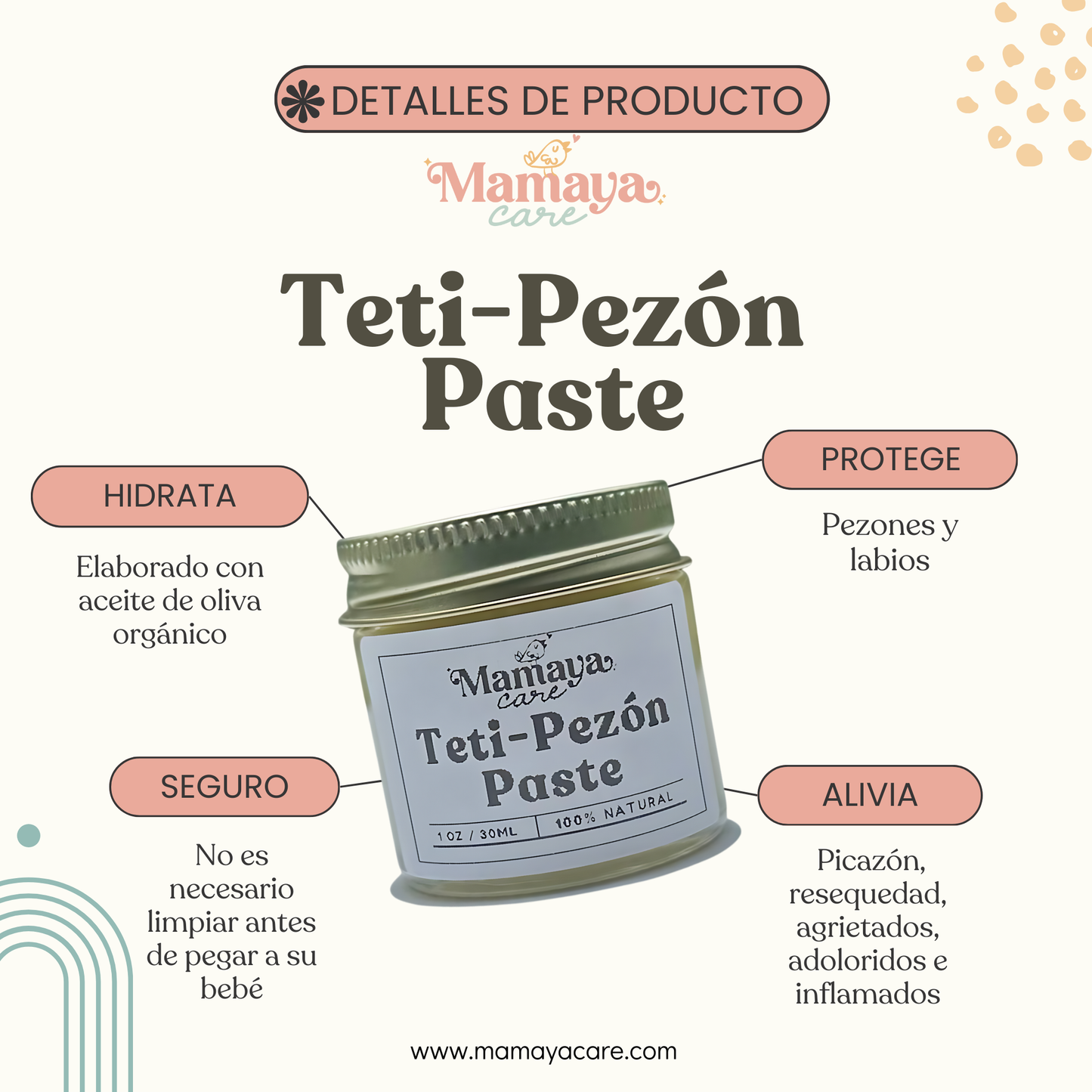 Bálsamo para pezones orgánico | Mantequilla protectora para pezones | Pasta Teti-Pezón